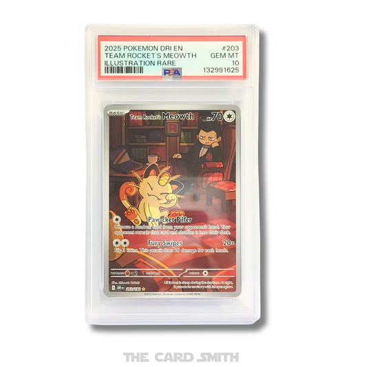 2025 Pokemon Destined Rivals Team Rocket's Meowth IR #203/182 PSA 10 GEM MINT